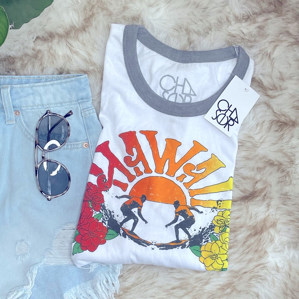 Chaser Hawaii Mirrored Surfer Ringer Tee